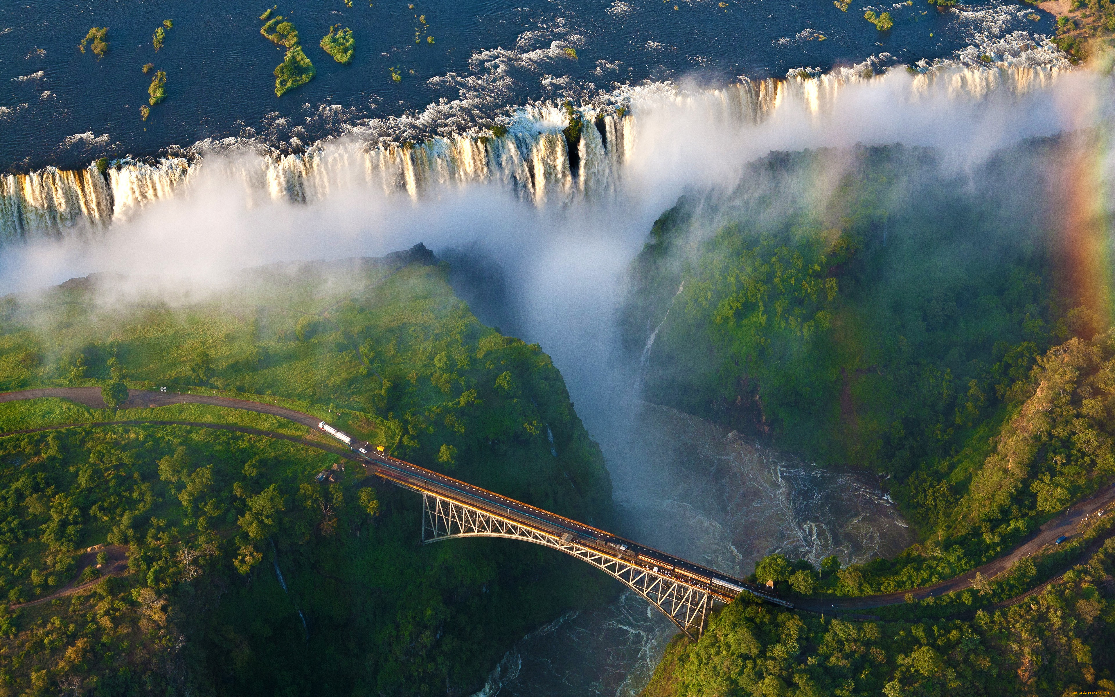 водопад, в, африке, природа, водопады, вид, сверху, wallhaven, мост, африка, пейзаж, водопад