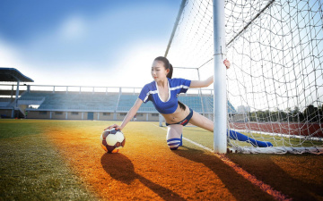 Картинка спорт футбол мяч девушка азиатка