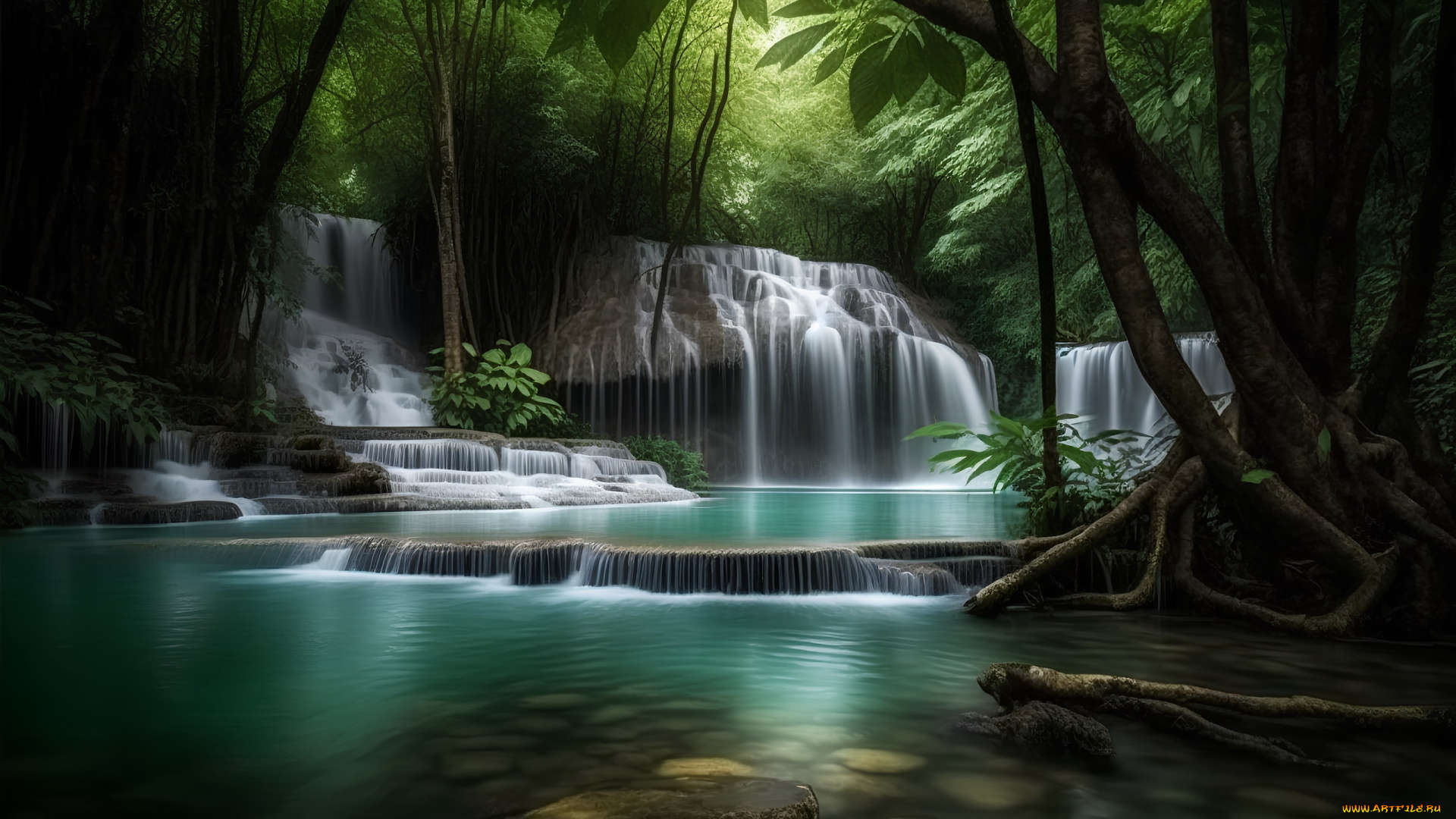 erawan, waterfall, thailand, природа, водопады, erawan, waterfall