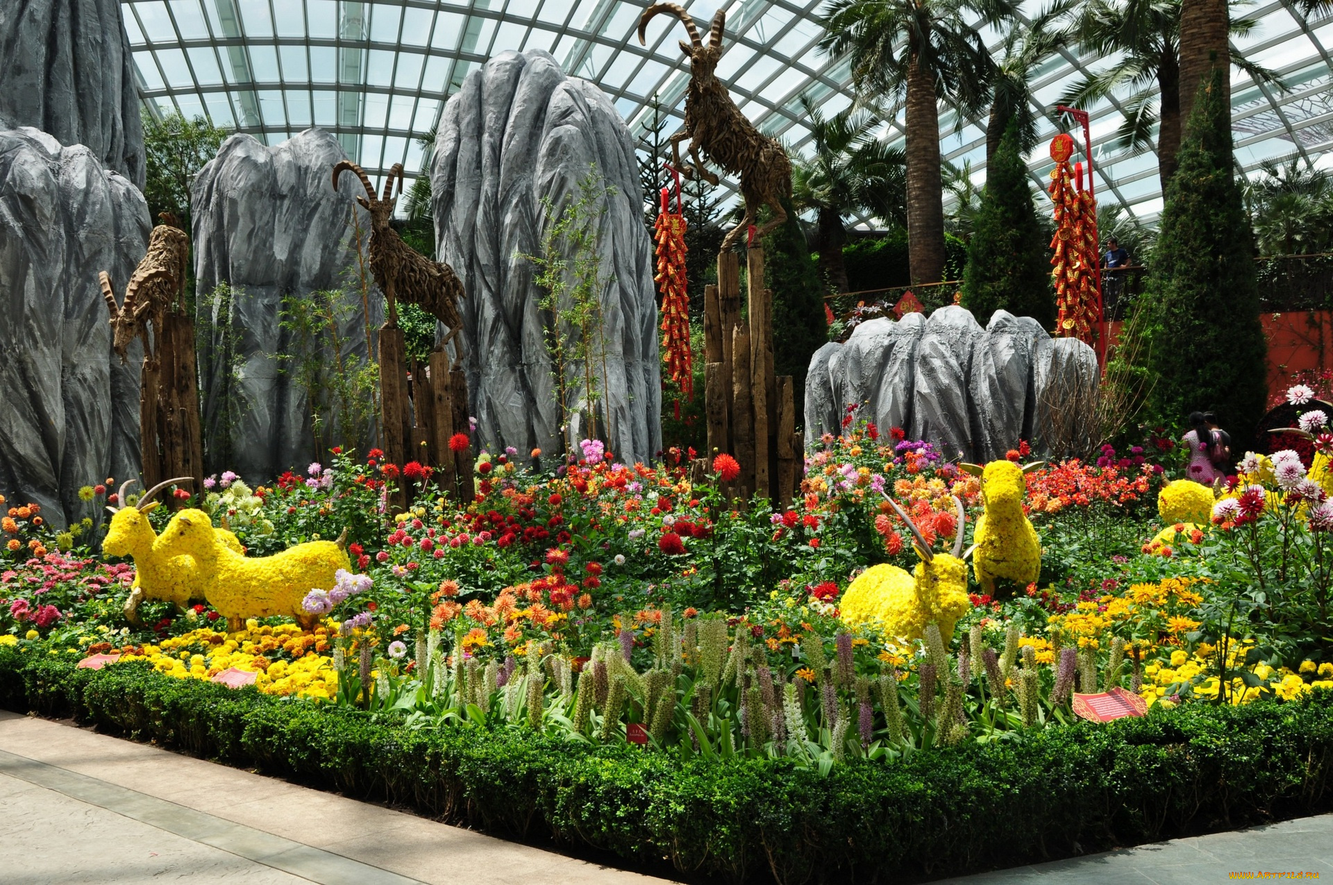 сингапур, разное, садовые, и, парковые, скульптуры, цветы, растения