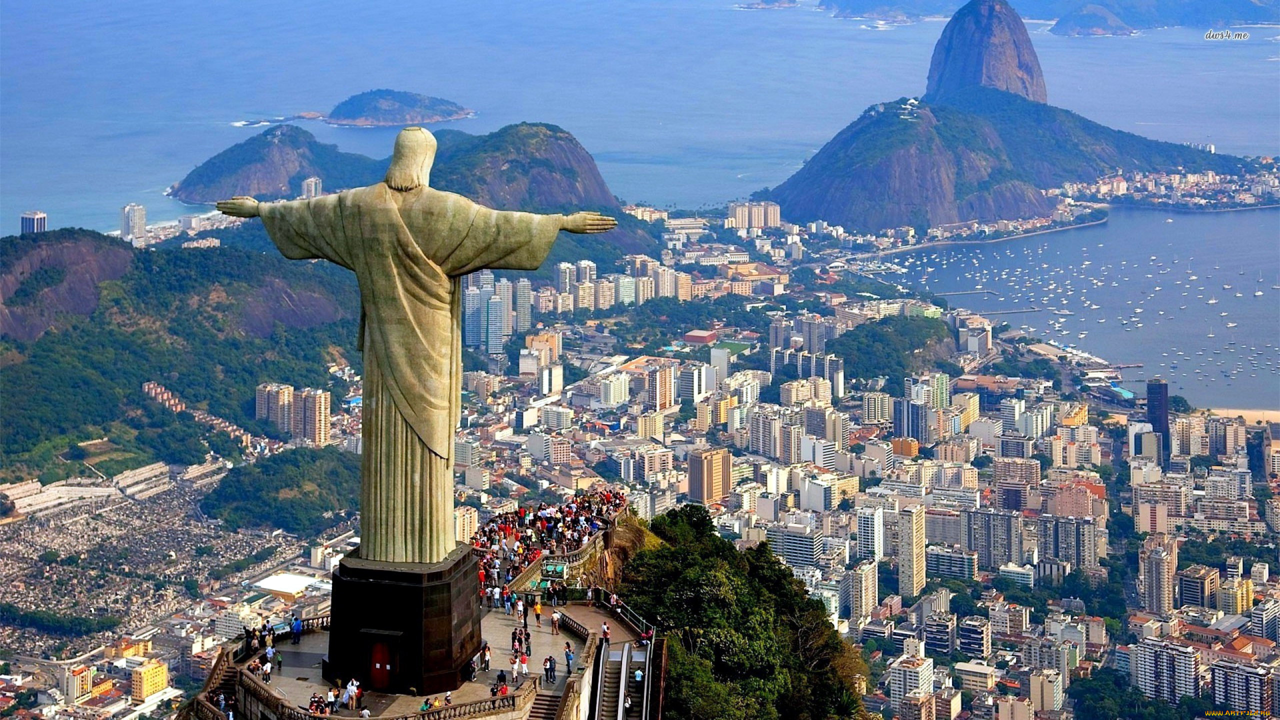 города, рио-де-жанейро, , бразилия, панорама, статуя