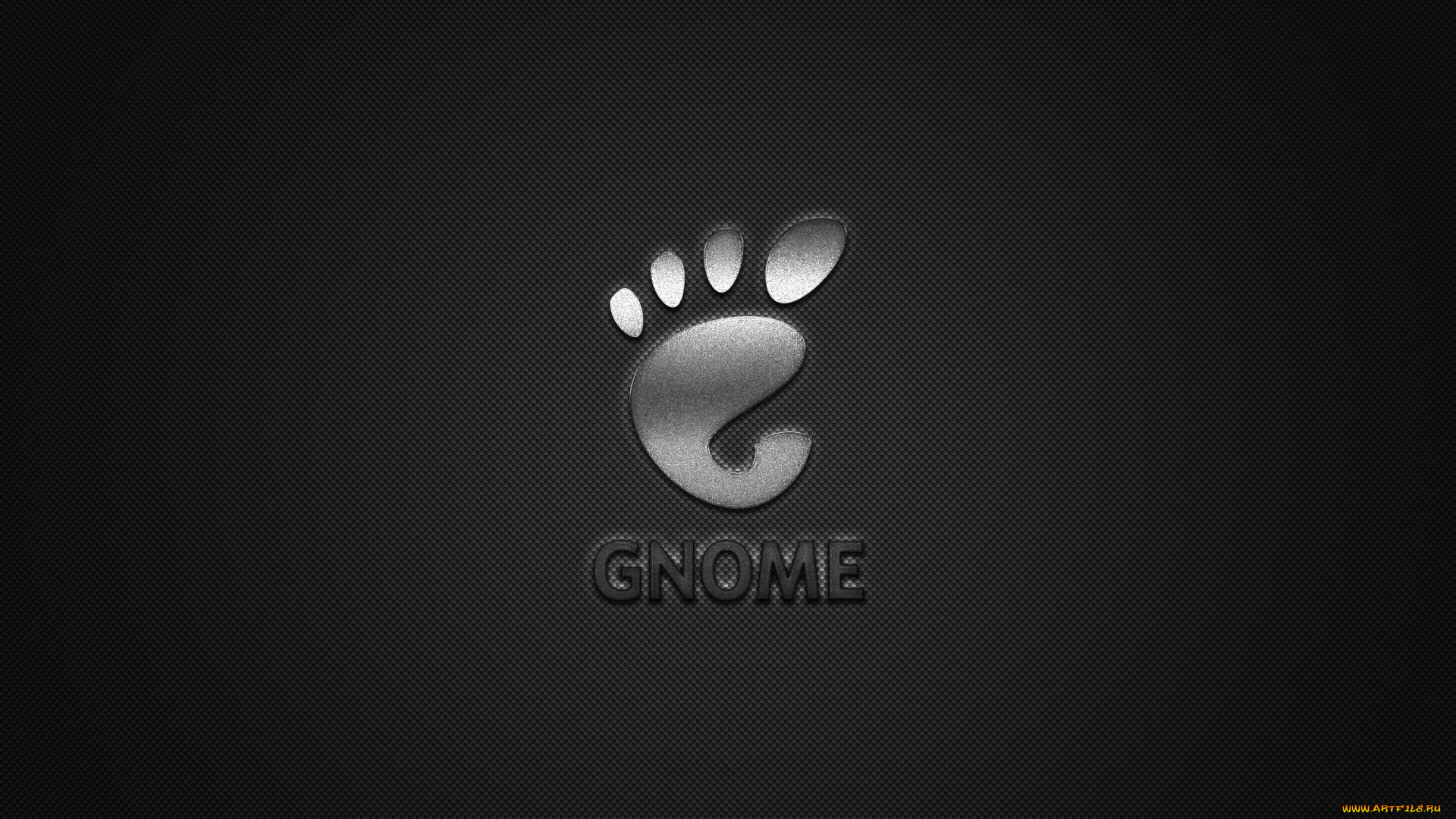 gnome, компьютеры, логотип, металлическая, эмблема, блестящий, серебряный, текстура, углеродное, волокно