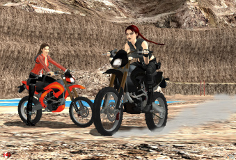 Картинка 3д+графика люди-авто мото+ people-+car+ +moto девушки мотоцикл фон взгляд