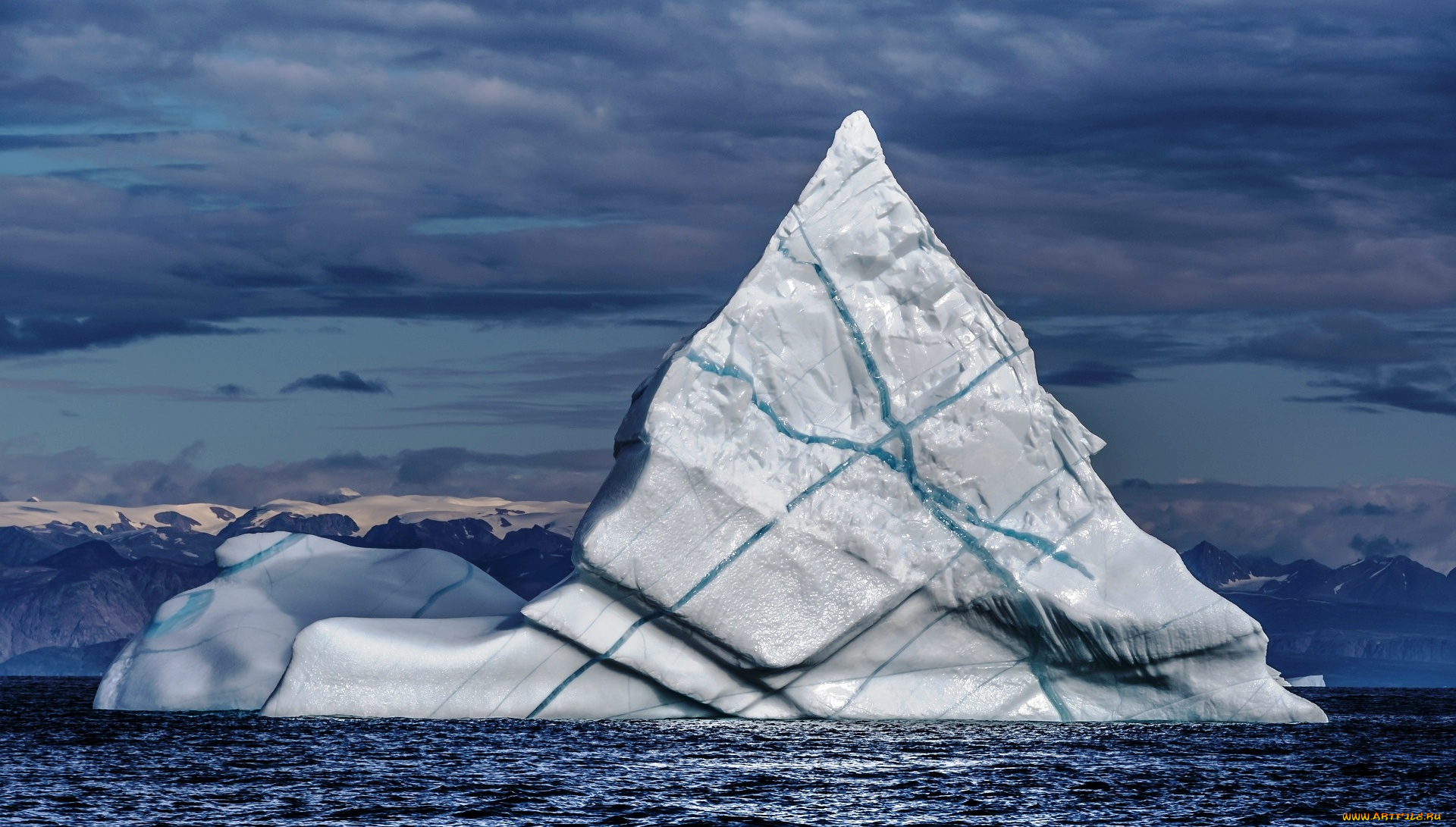 природа, айсберги, и, ледники, тучи, океан, лед, айсберг