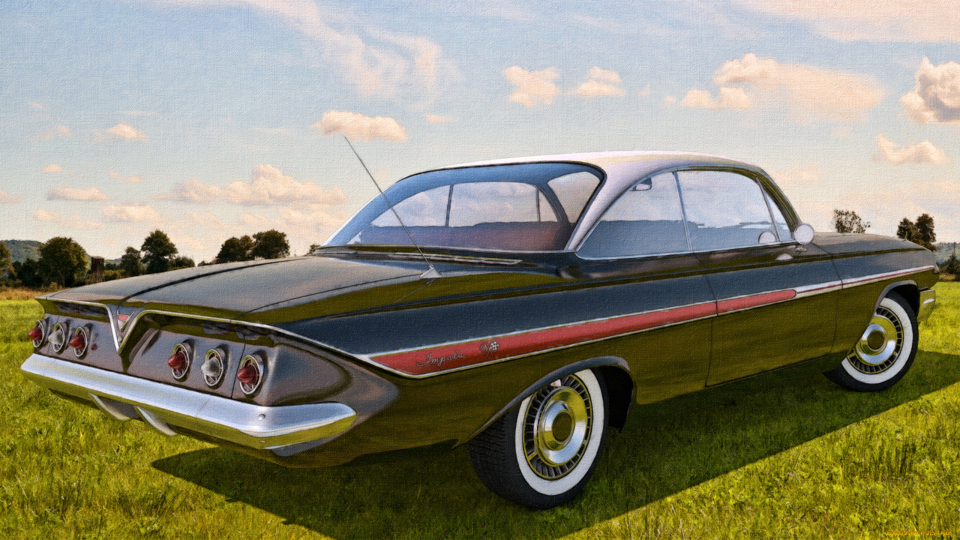 автомобили, 3д, coupe, chevrolet, 1961, impala