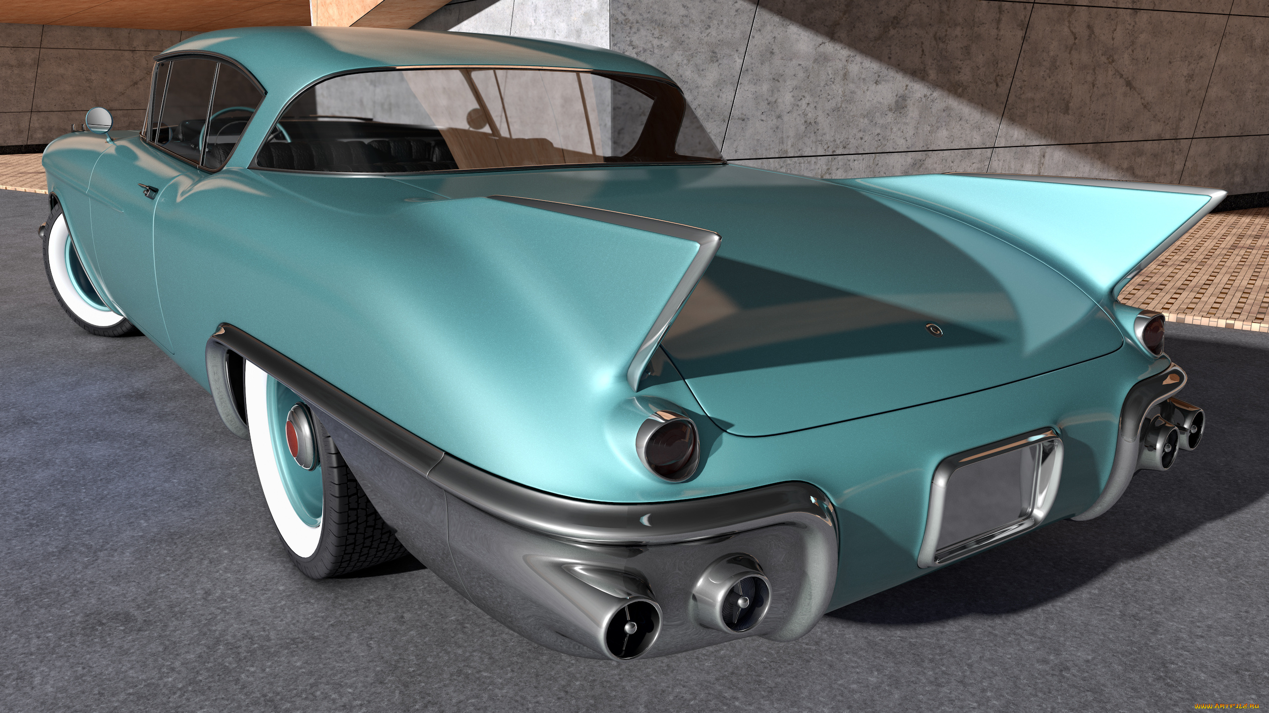 автомобили, 3д, 1957, cadillac, eldorado, biarritz, синий