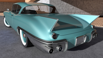 обоя автомобили, 3д, 1957, cadillac, eldorado, biarritz, синий