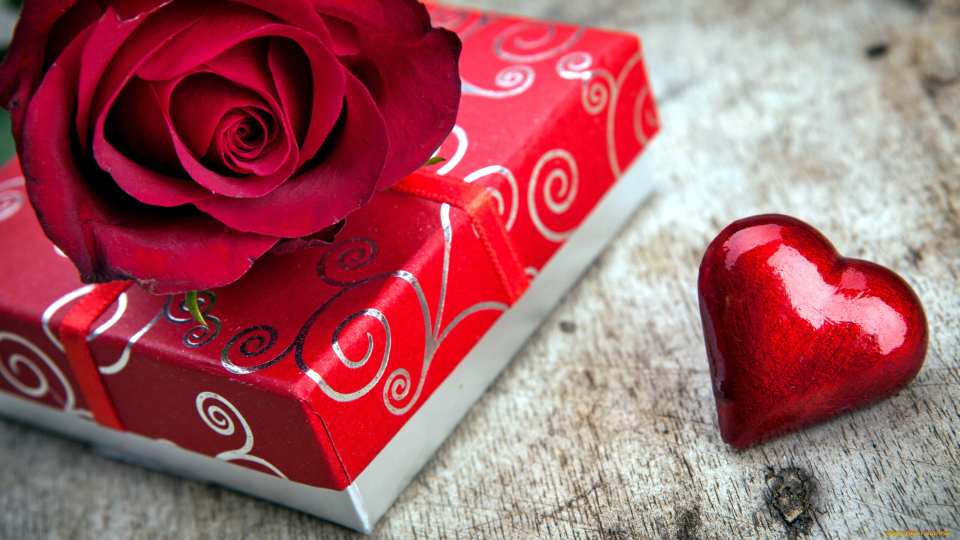 праздничные, день, святого, валентина, , сердечки, , любовь, сердечко, роза, коробка, подарок