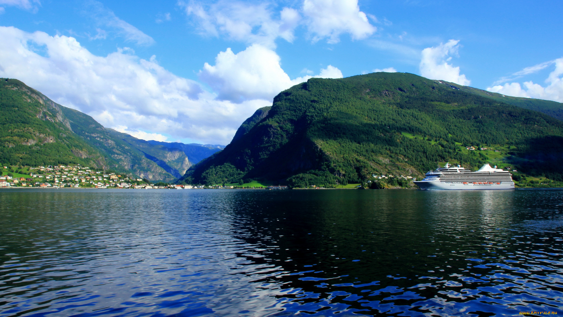 sogneford, норвегия, корабли, лайнеры, озеро, горы