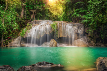 Картинка природа водопады thailand таиланд лес джунгли река водопад каскад поток деревья камни