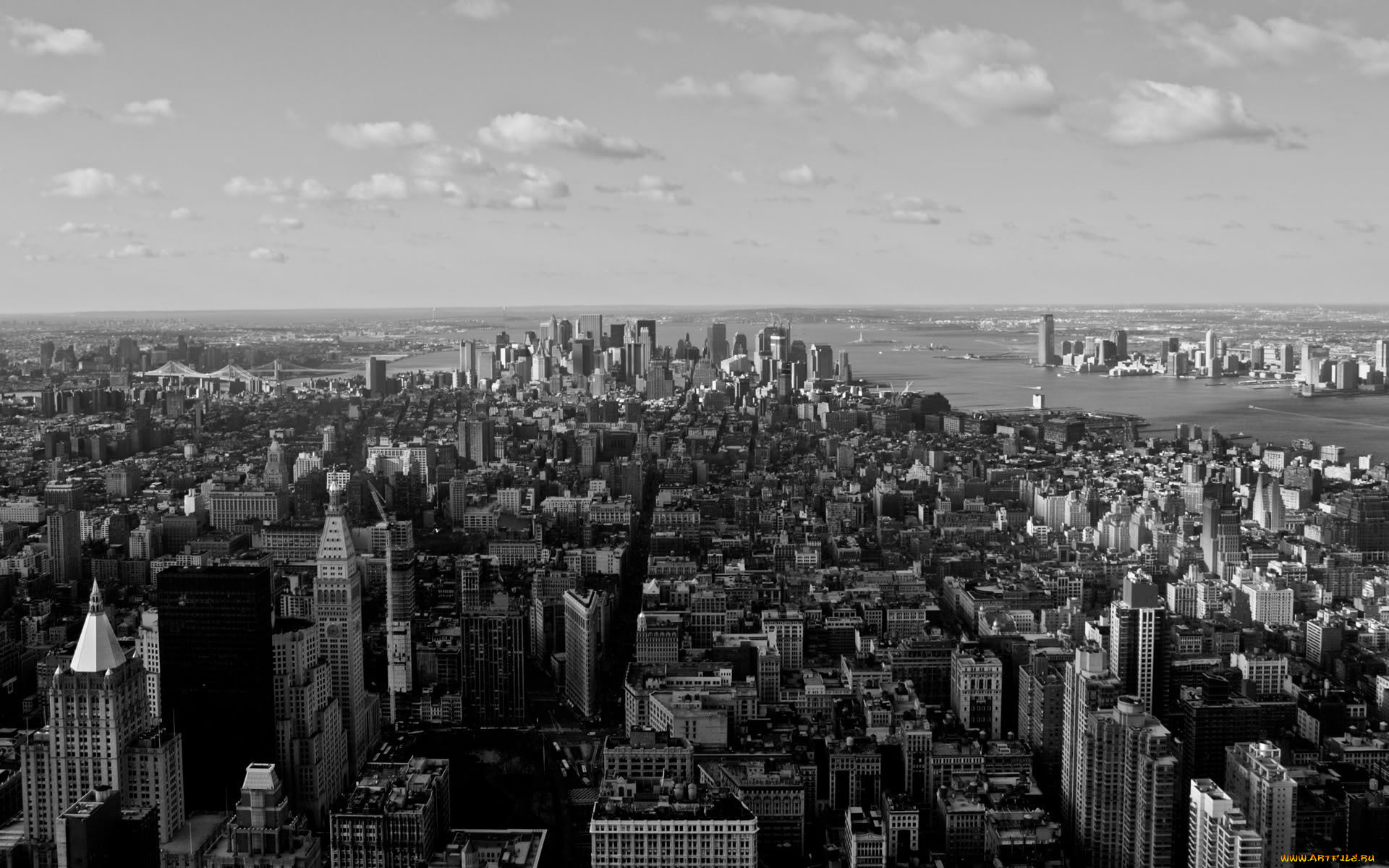 нью, йорк, города, сша, птичий, полет, панорама, город, нью-йорк
