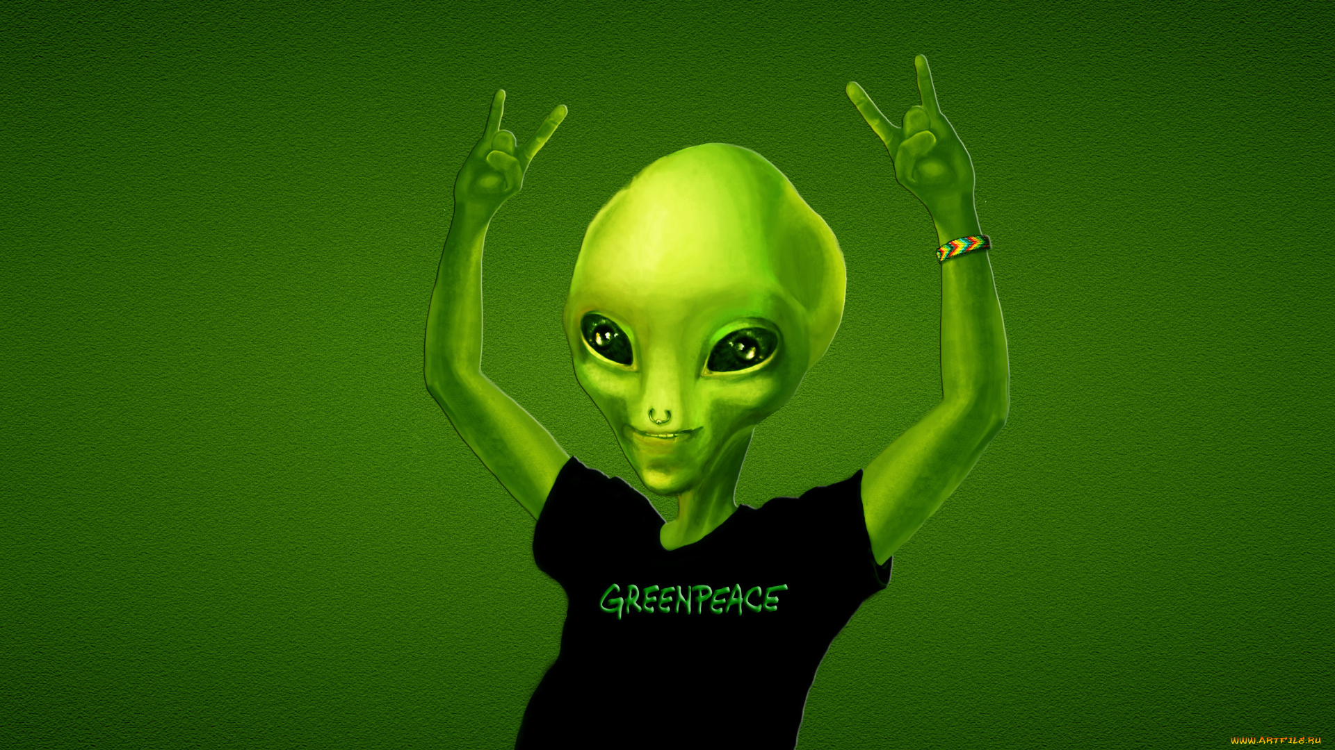 пришелец, 3д, графика, creatures, существа, инопланетянин, зеленый, greenpeace, зеоеный, мир