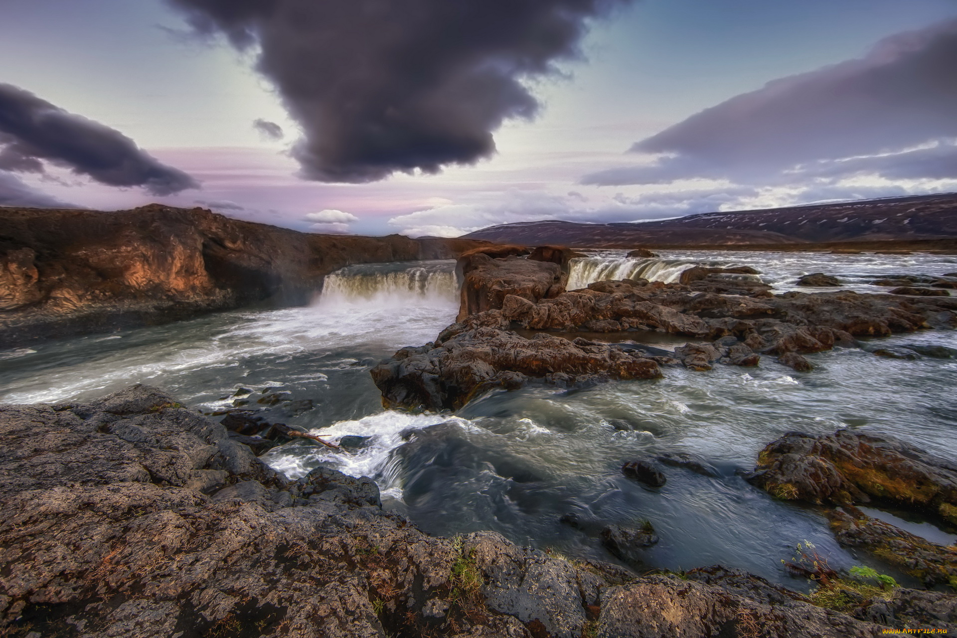 исландия, godafoss, waterfall, природа, водопады