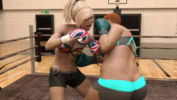 Картинка 3д+графика спорт+ sport бокс девушки ринг фон взгляд