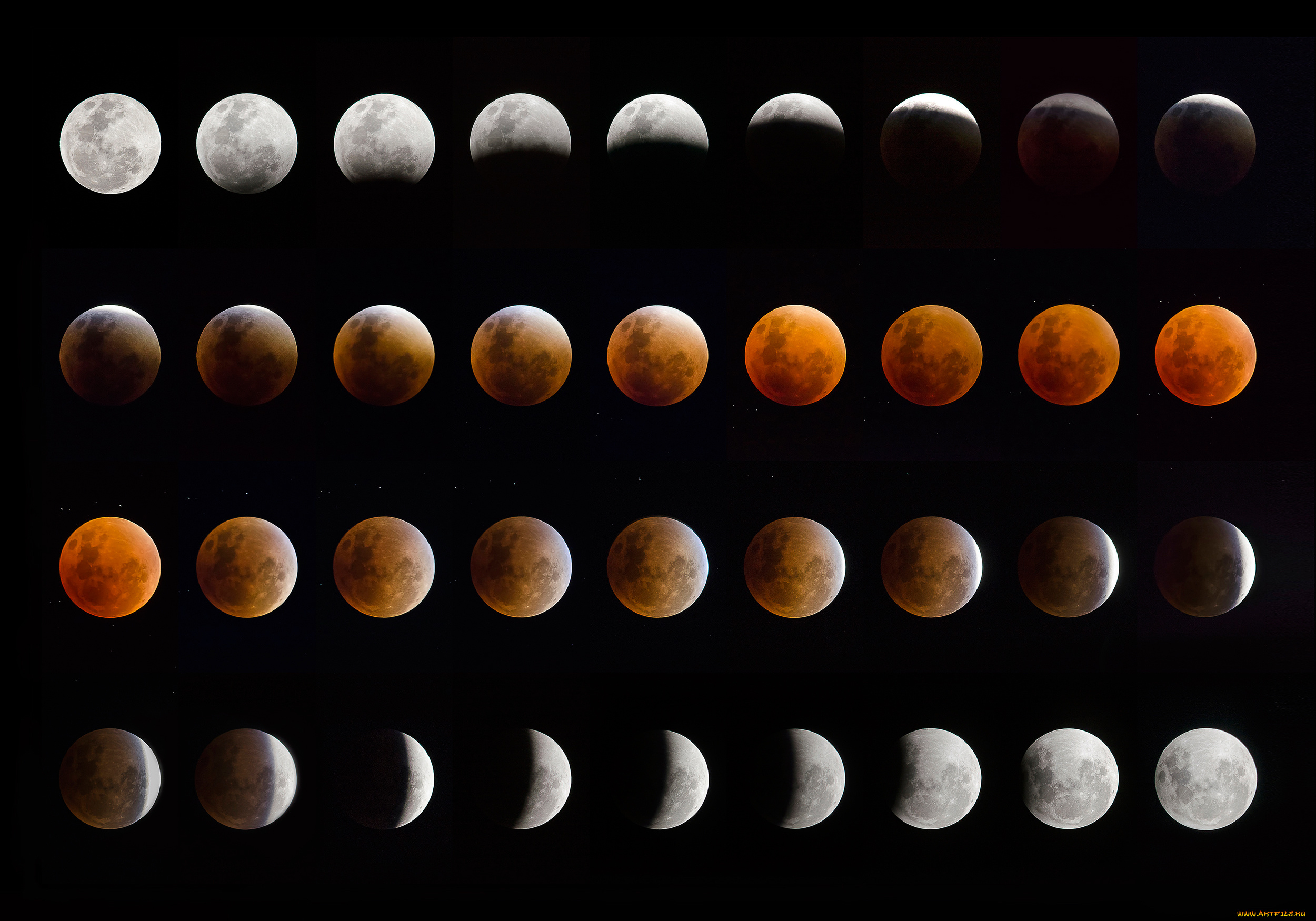 космос, луна, фазы, затмение, lunar, eclipse