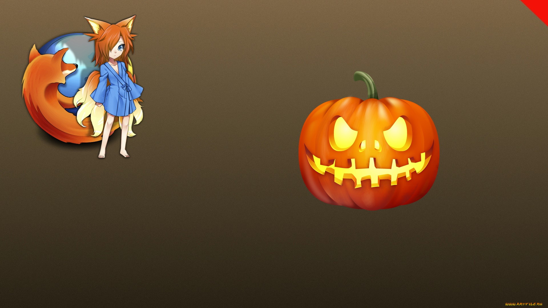 компьютеры, mozilla, firefox, логотип, тыква, фон, halloween