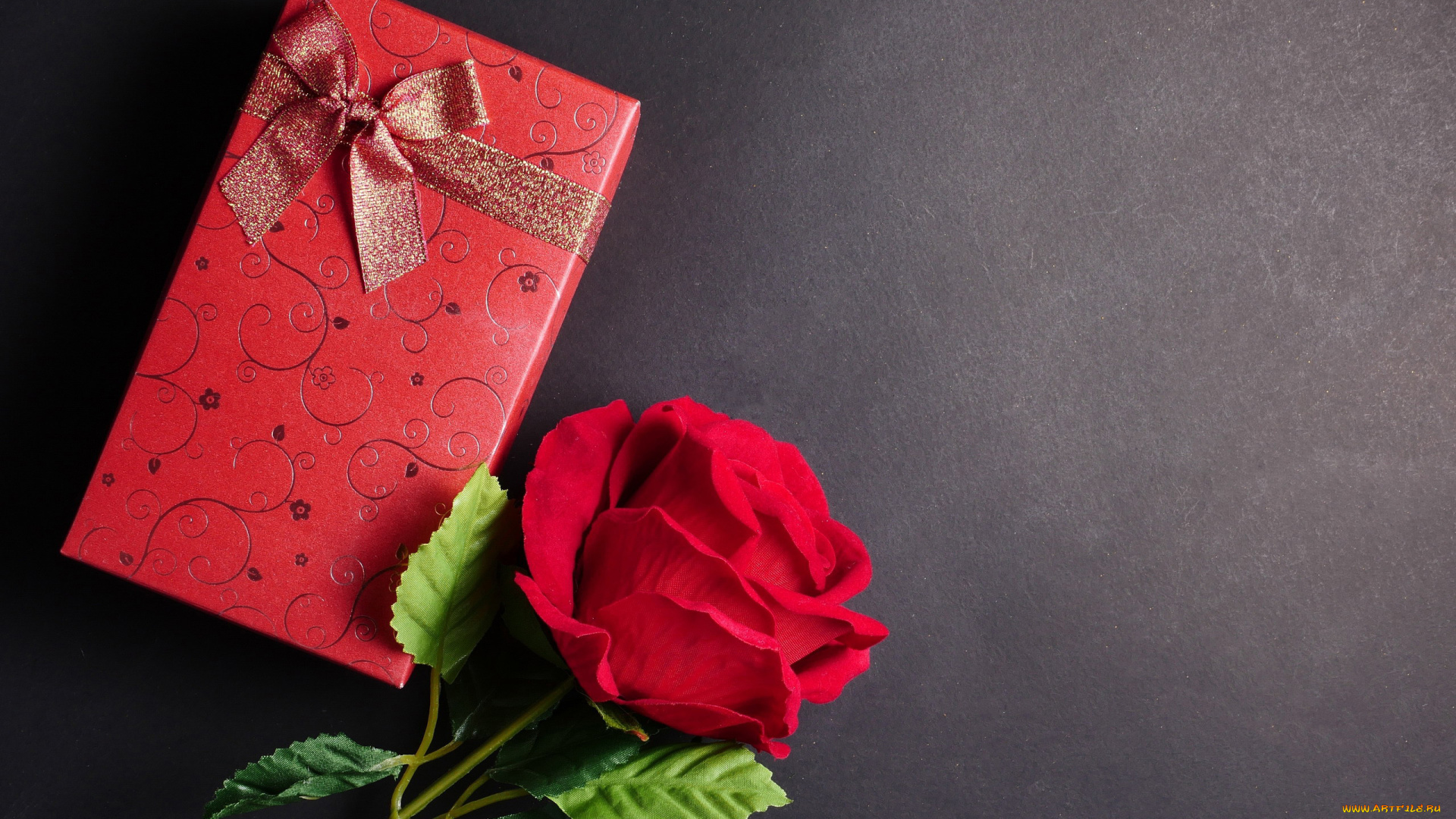 праздничные, подарки, и, коробочки, подарок, лента, бант, роза