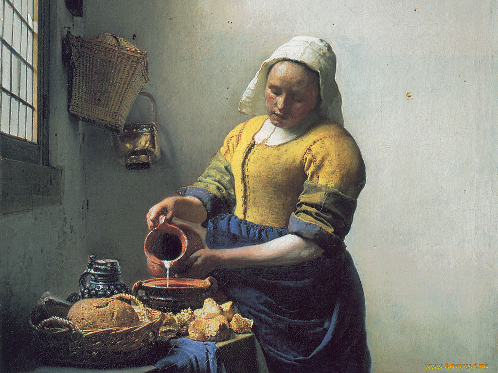 the, milkmaid, рисованные, jan, vermeer