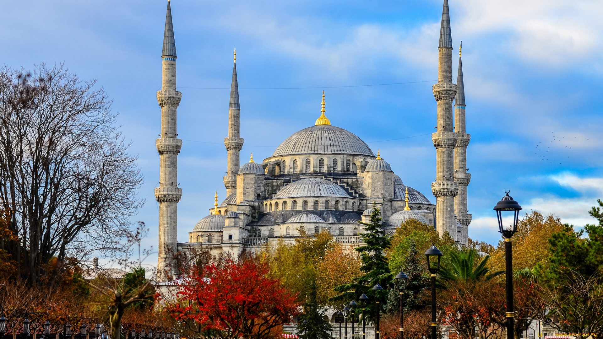 голубая, мечеть, города, стамбул, турция, минареты