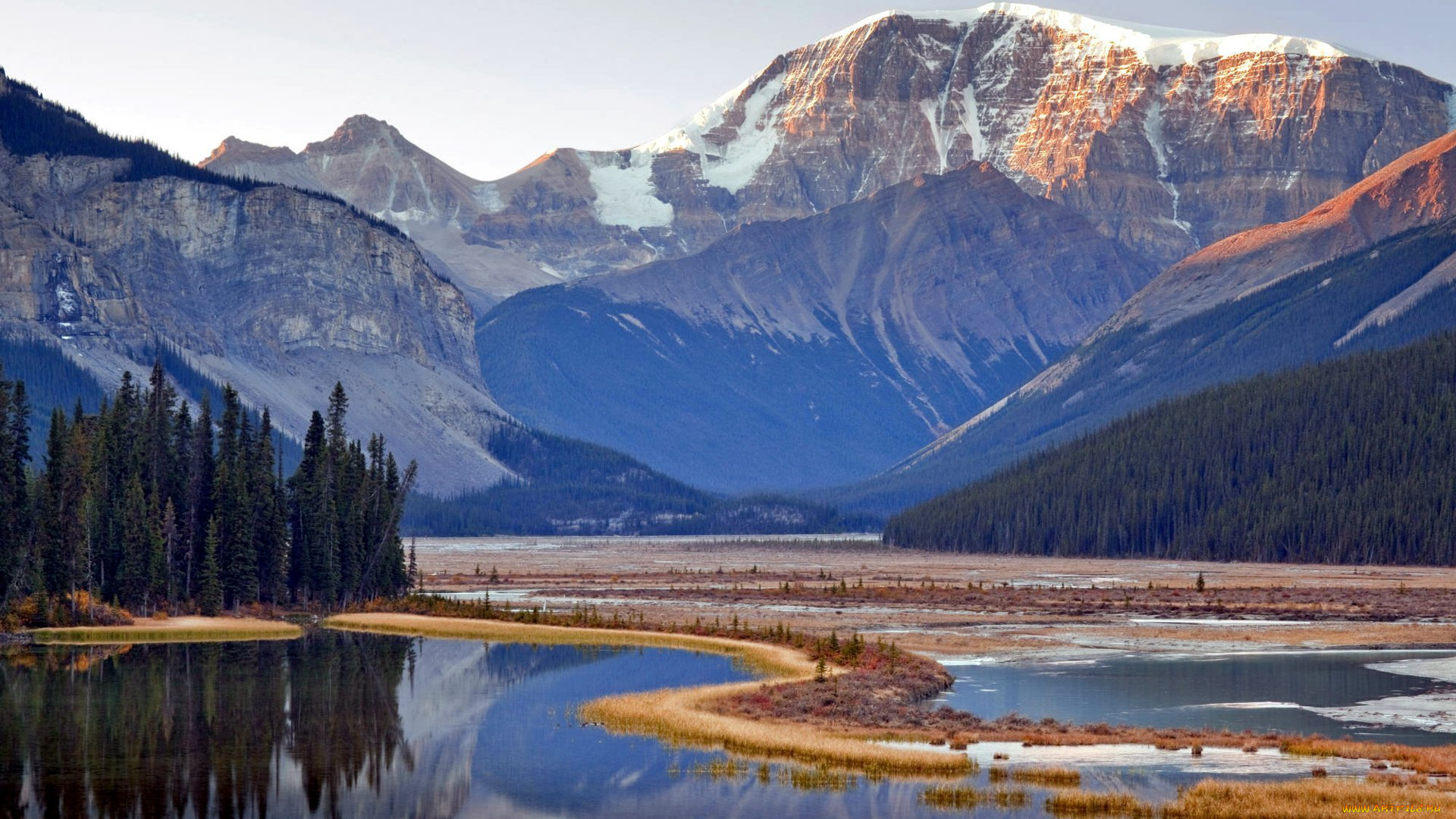 природа, горы, national, park, canada, озеро