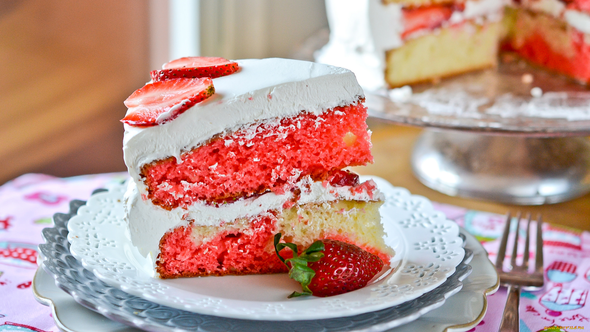 strawberry, swirl, cake, еда, торты, торт, клубника
