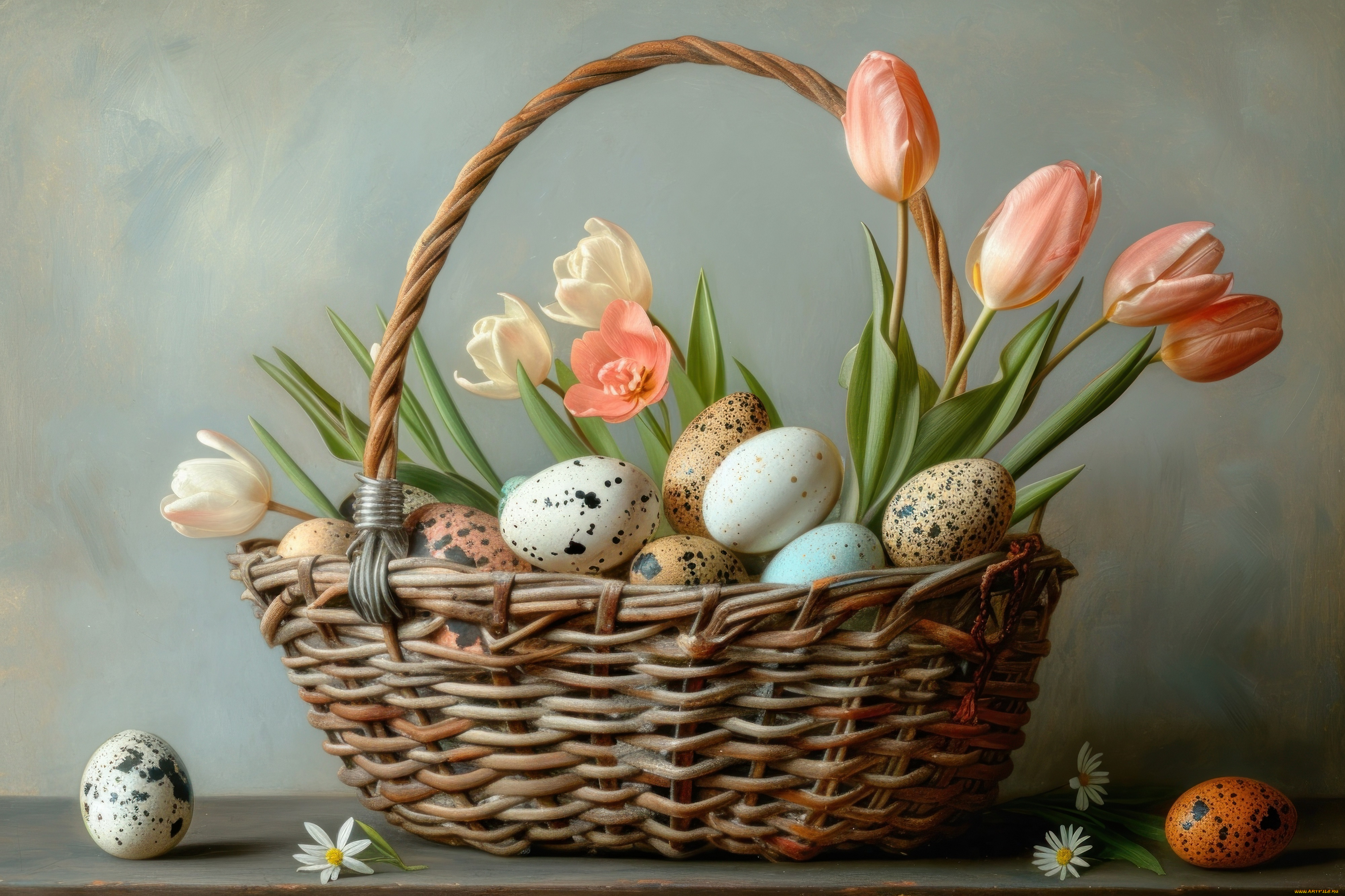 праздничные, пасха, яйца, цветы