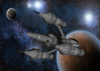 Картинка 3д+графика fantasy+ фантазия космический корабль планета