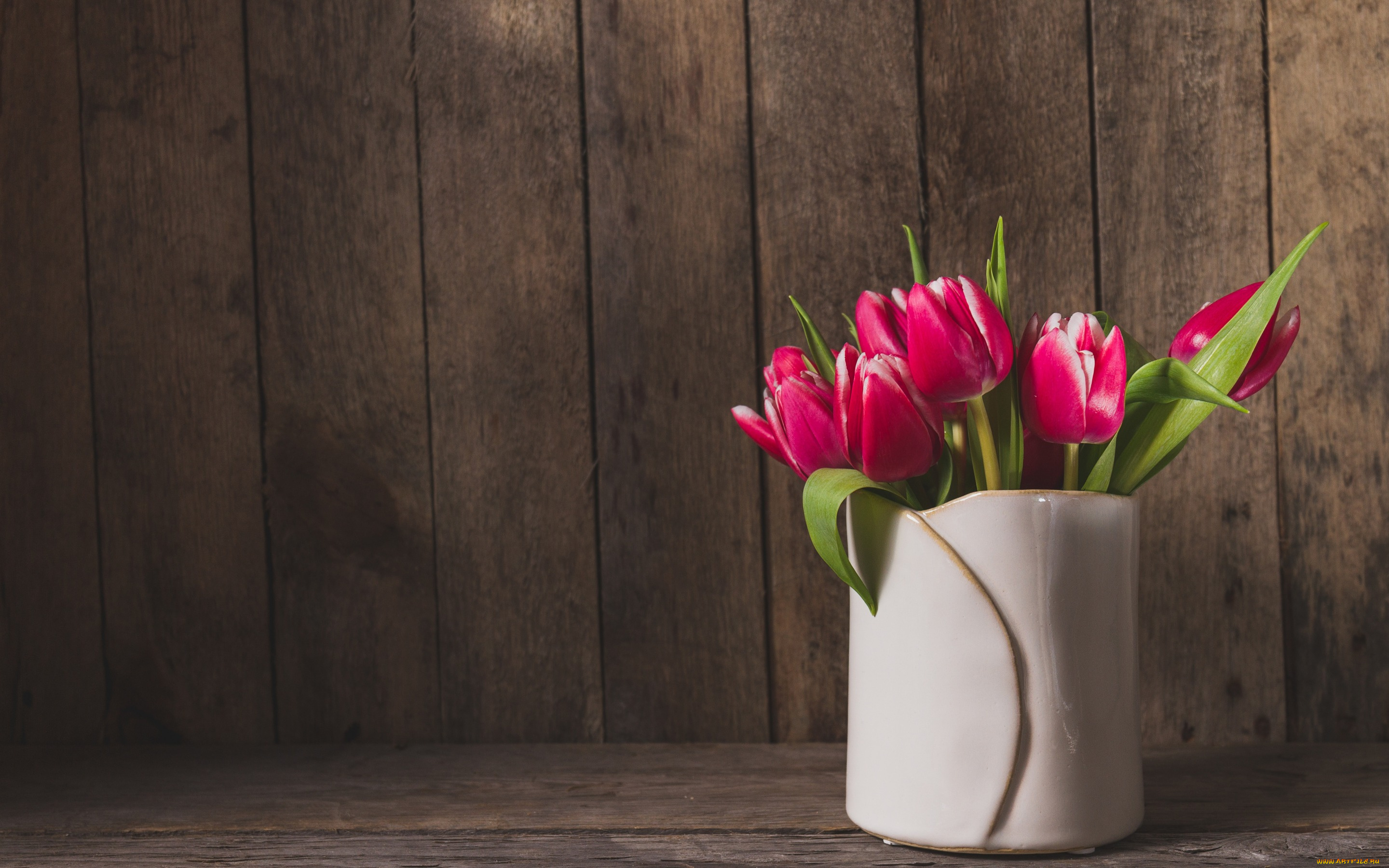 цветы, тюльпаны, flowers, spring, букет, tulips, pink, wood, розовые, fresh