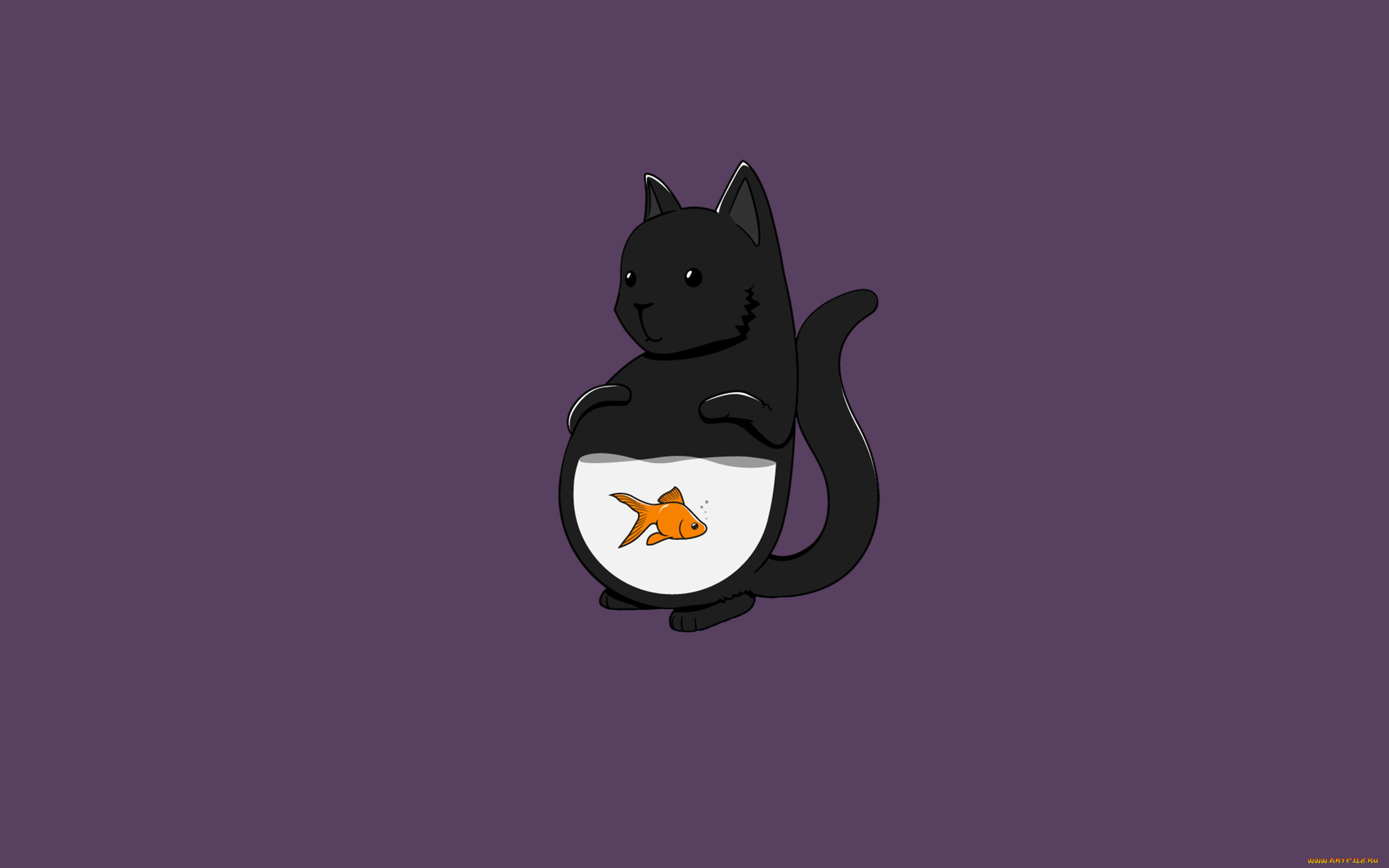 рисованное, минимализм, fish, кот, рыба, cat, кошка