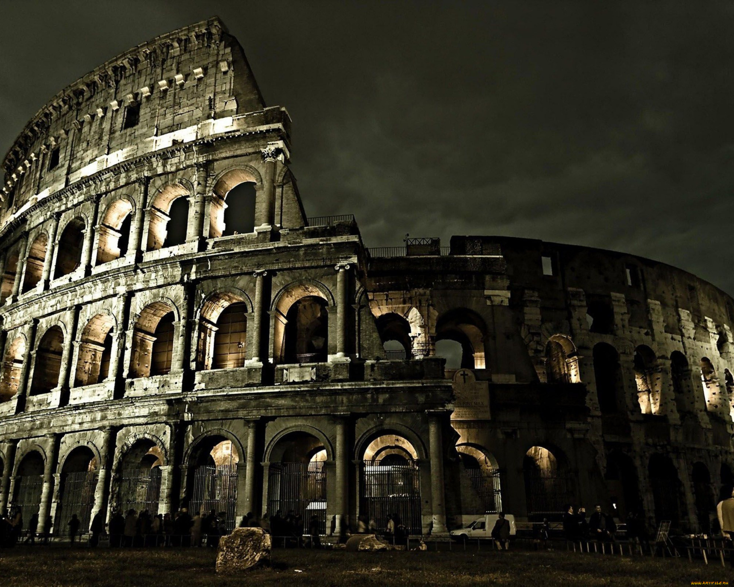 города, рим, , ватикан, , италия, колизей, тучи, туристы, развалины