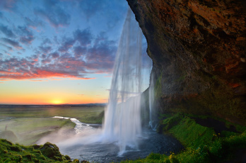 Картинка природа водопады закат вода