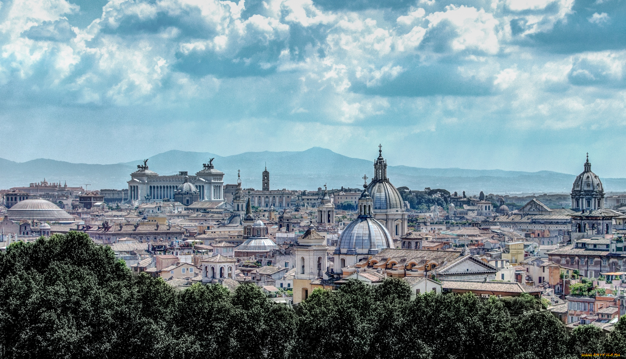 города, рим, ватикан, италия, панорама, крыши, купола