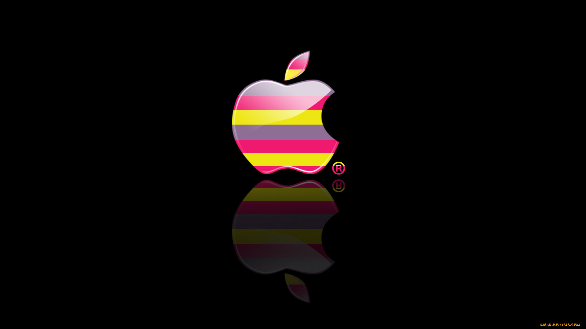 компьютеры, apple, логотип, эмблема, отражение, цвет, полосы