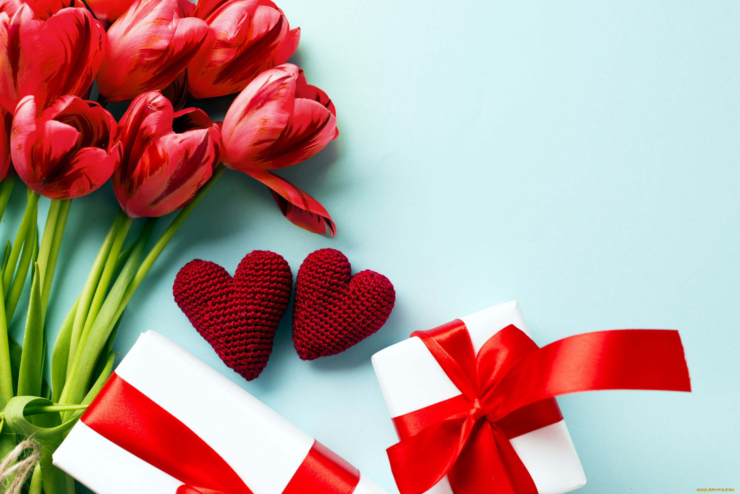 праздничные, день, святого, валентина, , сердечки, , любовь, тюльпаны, подарки, сердечки