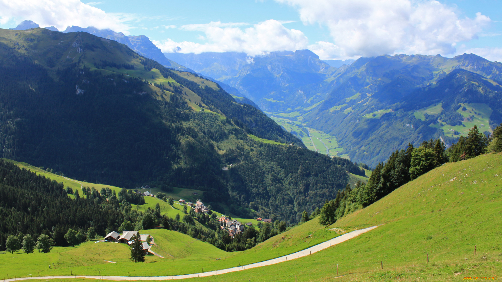 швейцария, природа, горы, плато, трава