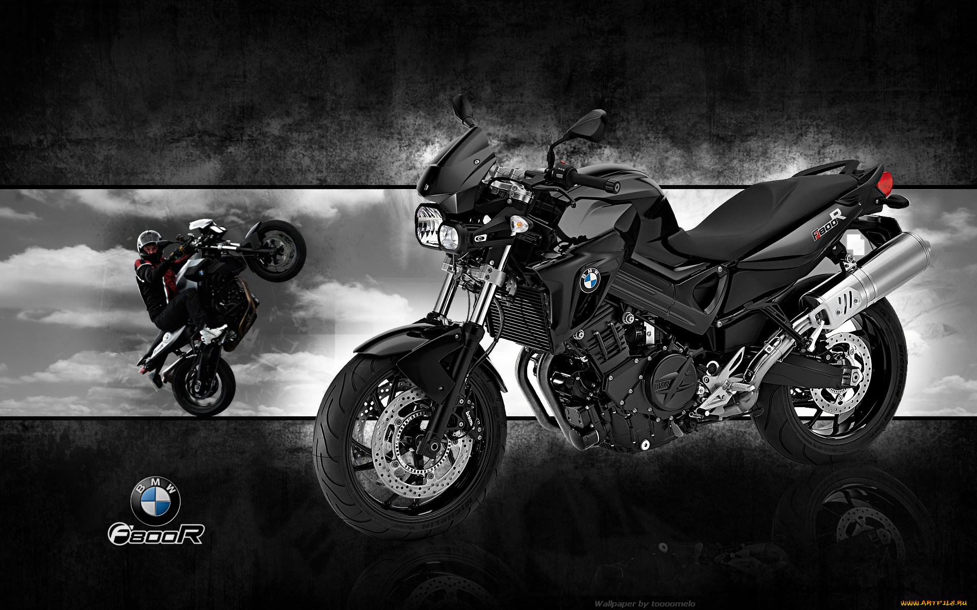 bmw, f800r, predator, мотоциклы, мотоциклист, черный, облака