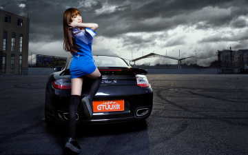Картинка автомобили авто девушками девушка автомобиль азиатка чулки кофта