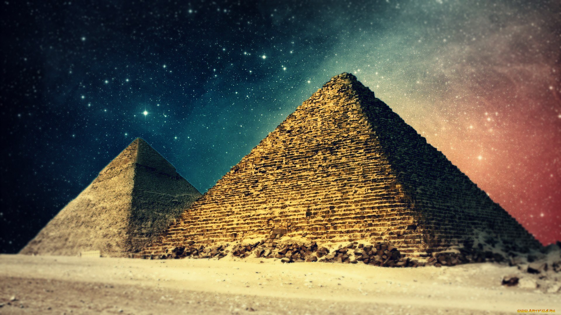 города, исторические, архитектурные, памятники, пирамиды, звезды, небо
