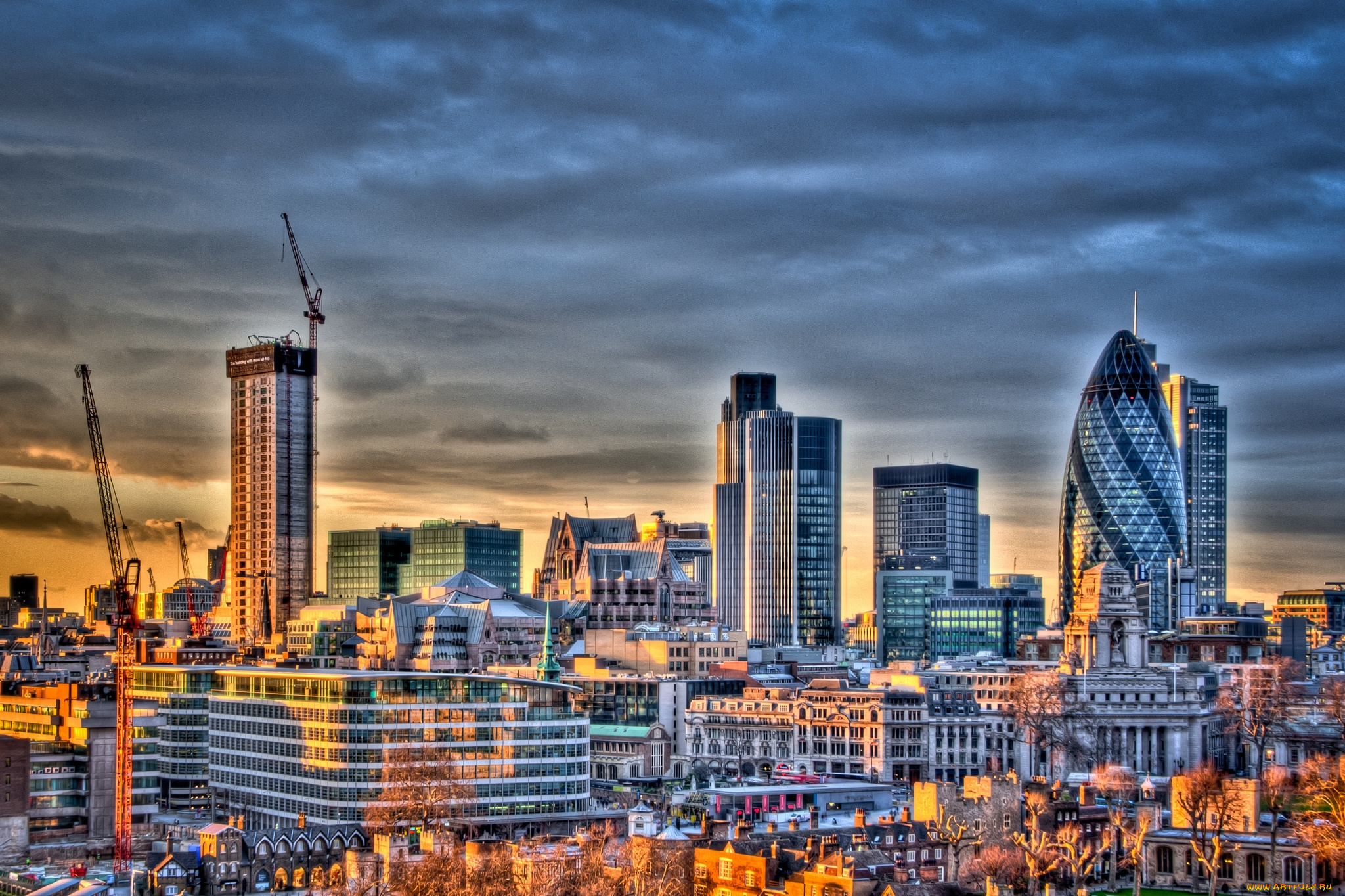 города, лондон, великобритания, небоскребы, панорама