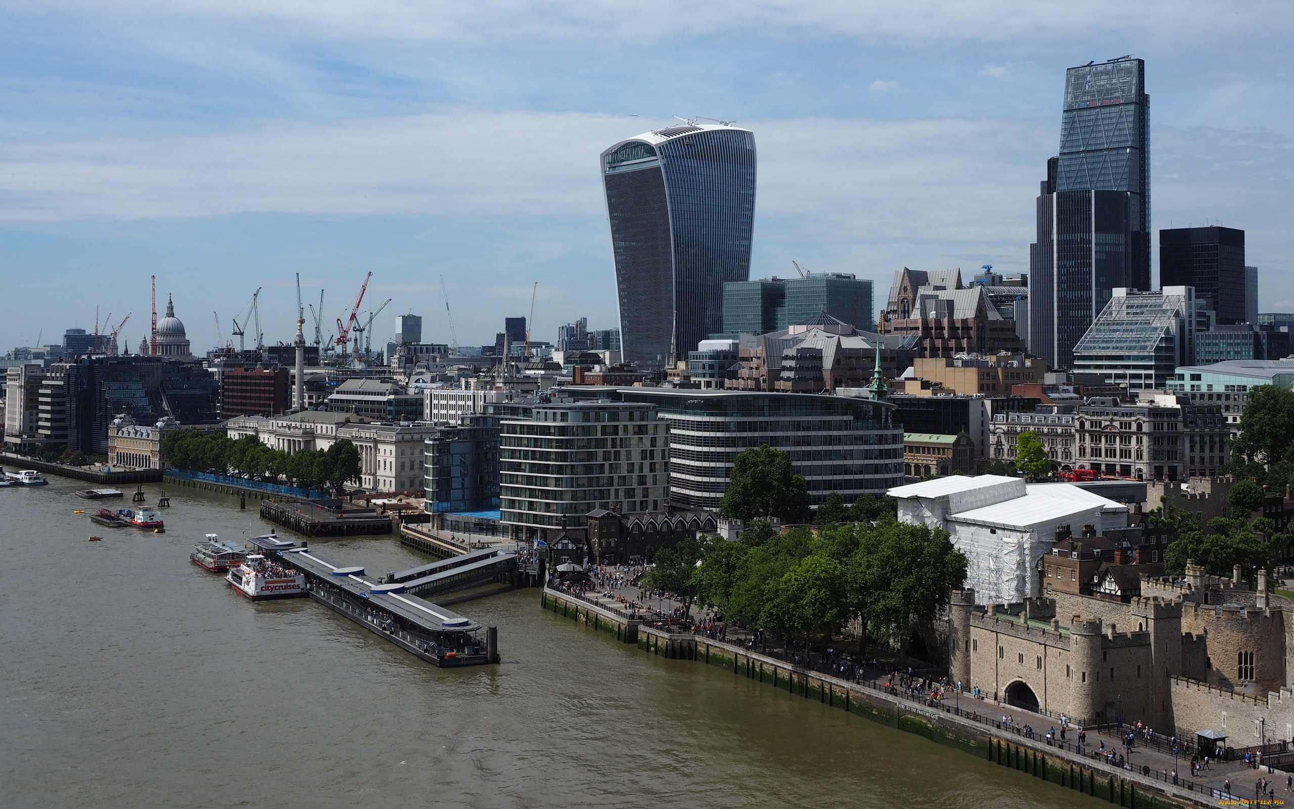 города, лондон, , великобритания, река, набережная, панорама