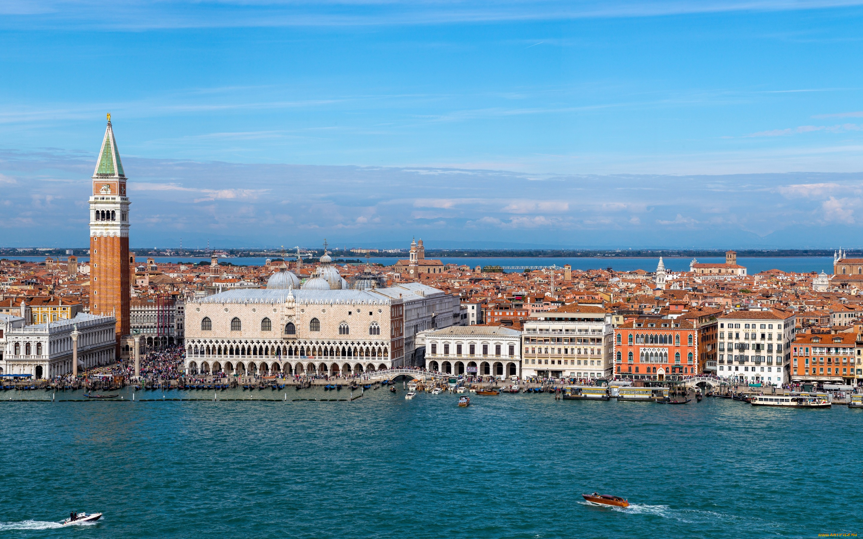 города, венеция, , италия, город, панорама, небо