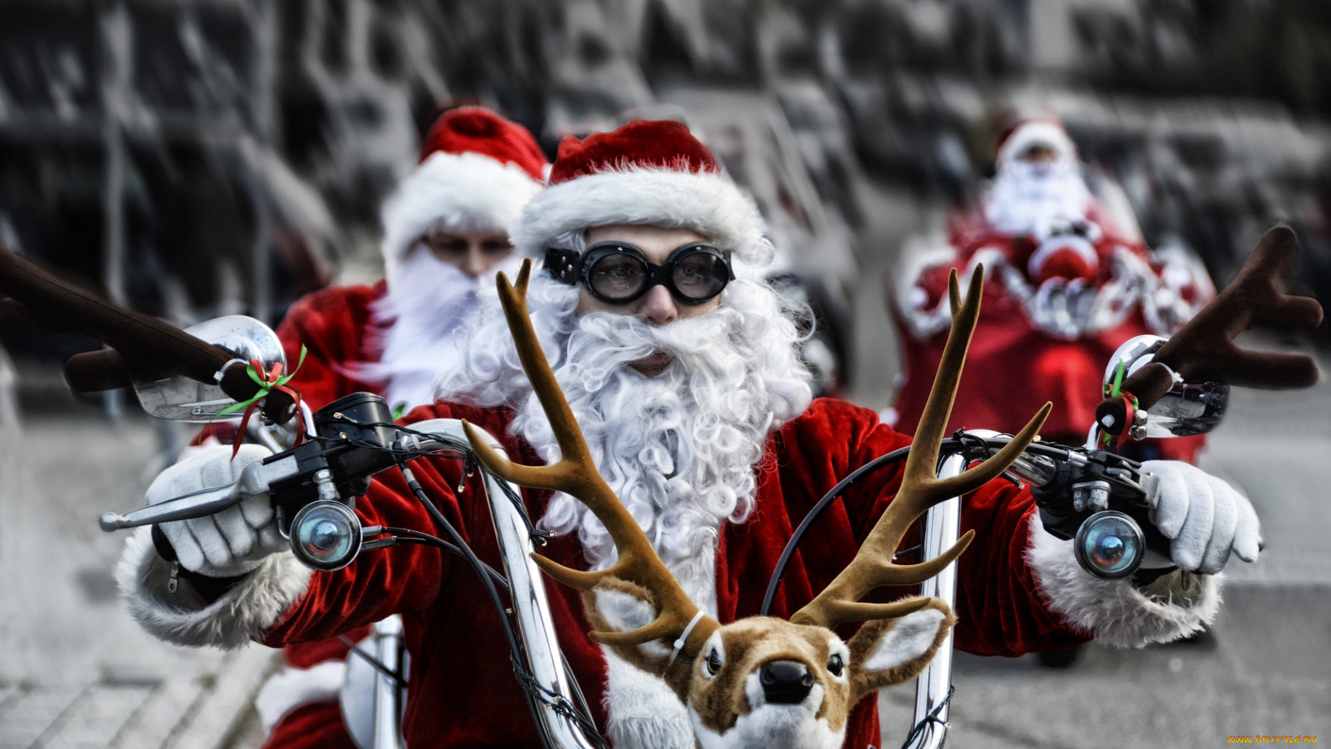 праздничные, дед, мороз, , санта, клаус, мотоциклы, санта, очки