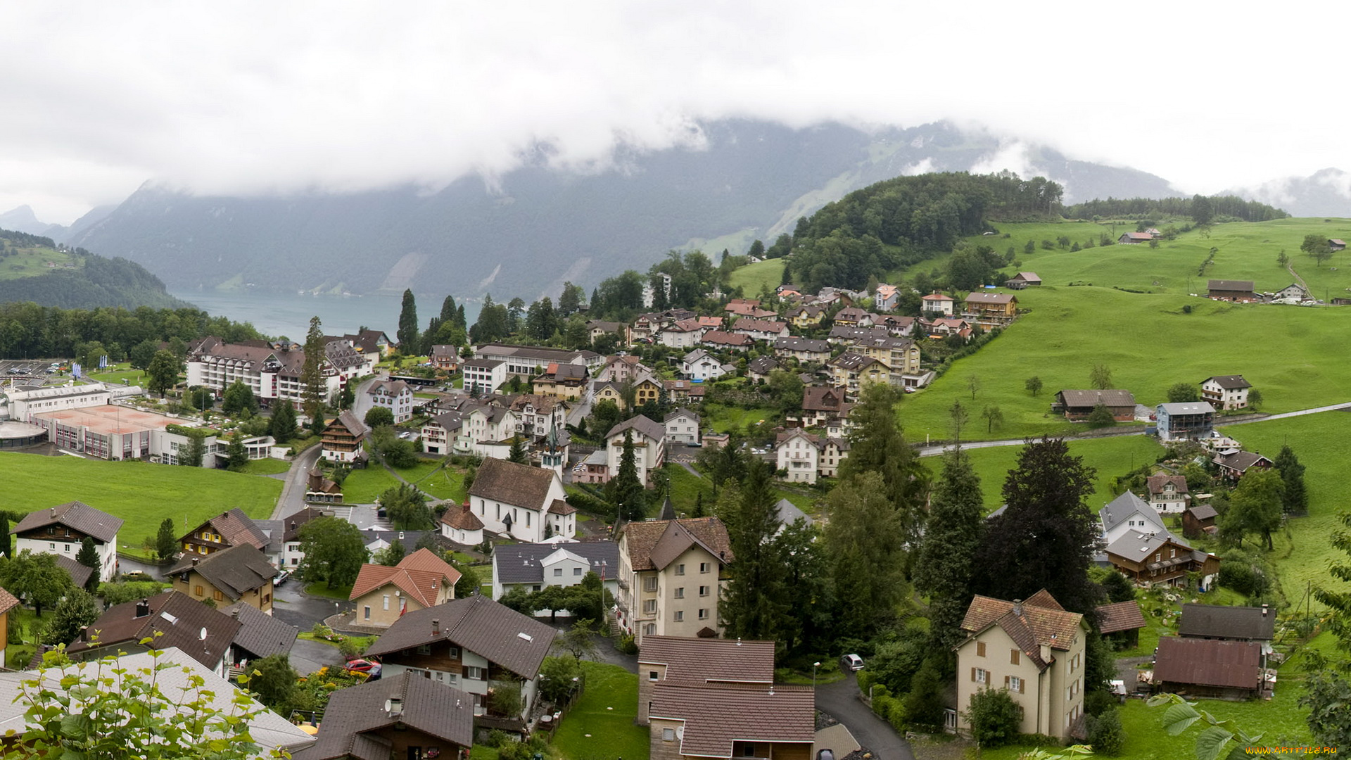 швейцария, швиц, моршах, города, панорамы, городок, горы