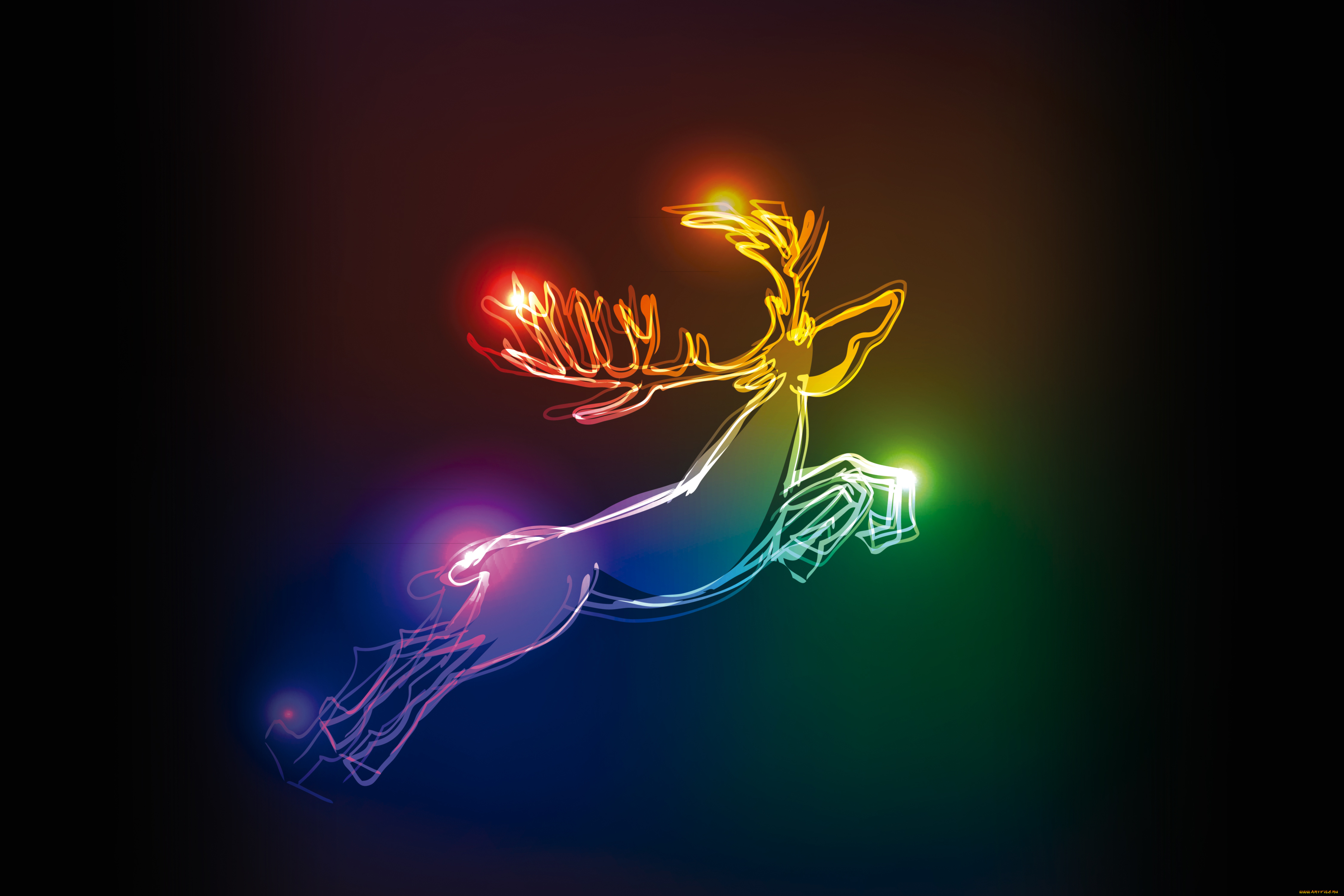 рисованное, праздники, олень, deer, christmas, colors, xmas, рождество, neon