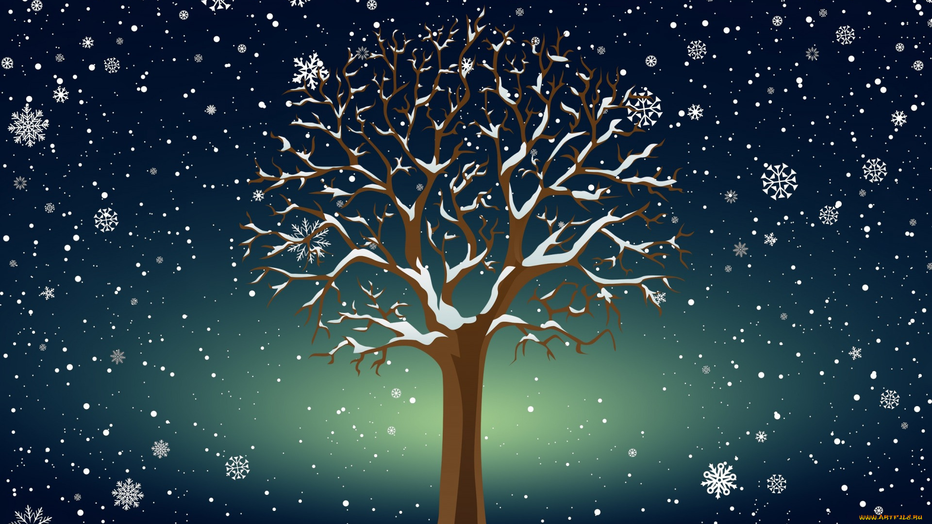 векторная, графика, природа, , nature, дерево, зима, снег, минимализм, фон