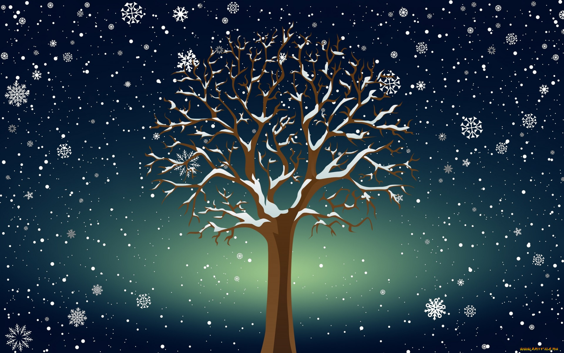 векторная, графика, природа, , nature, дерево, зима, снег, минимализм, фон