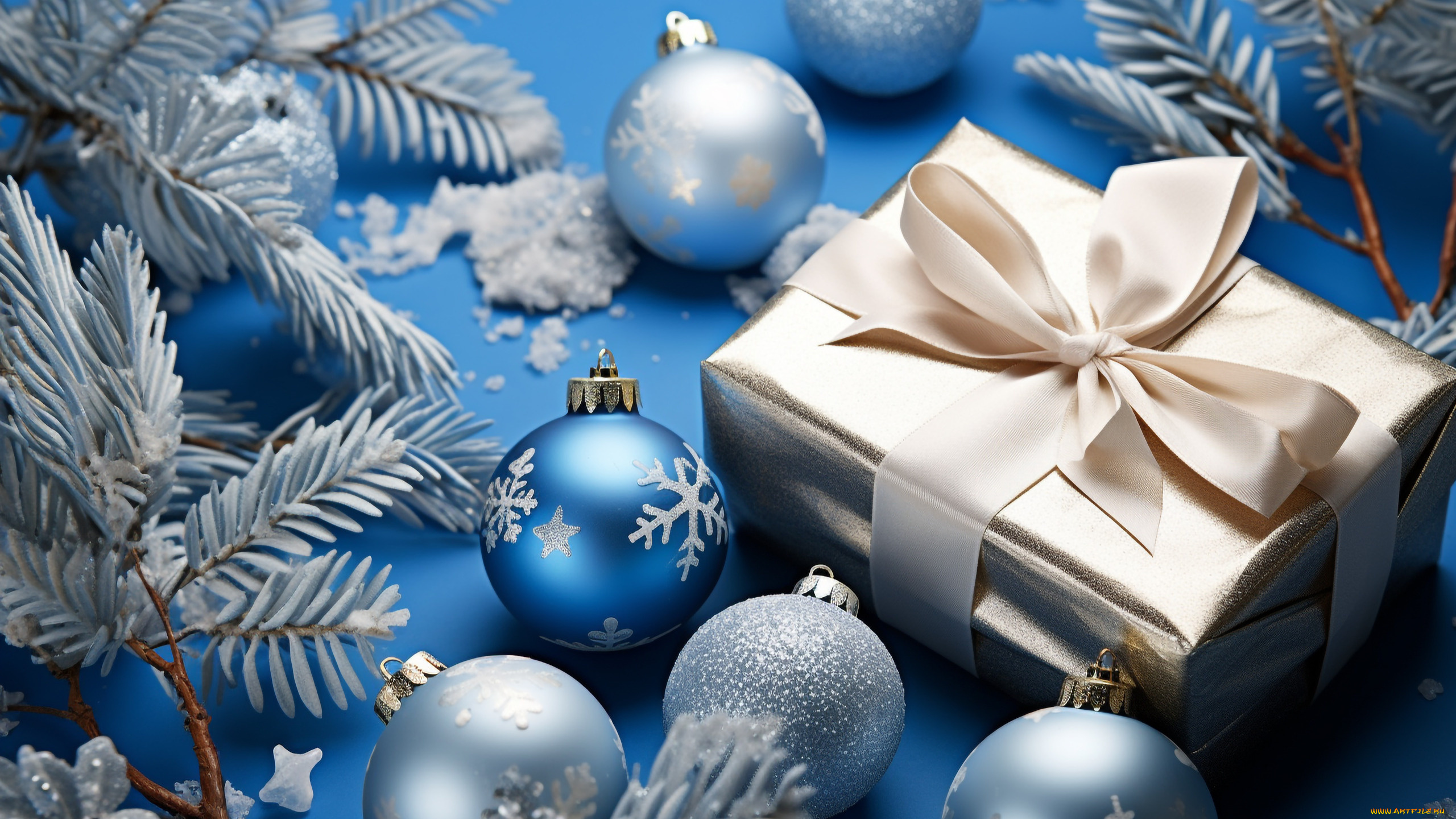 праздничные, подарки, и, коробочки, шарики, голубые, рождество, подарки, новый, год, синие, ёлочные, игрушки, новогодние, украшения