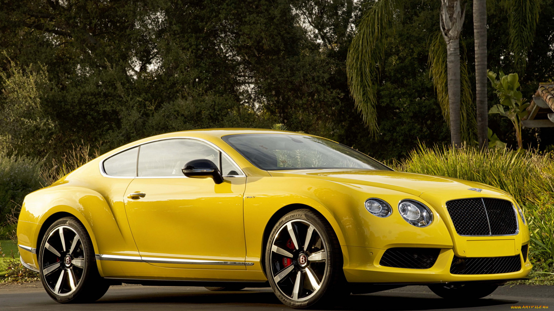автомобили, bentley, continental, gt, v8, s, coupe, 2013г, желтый