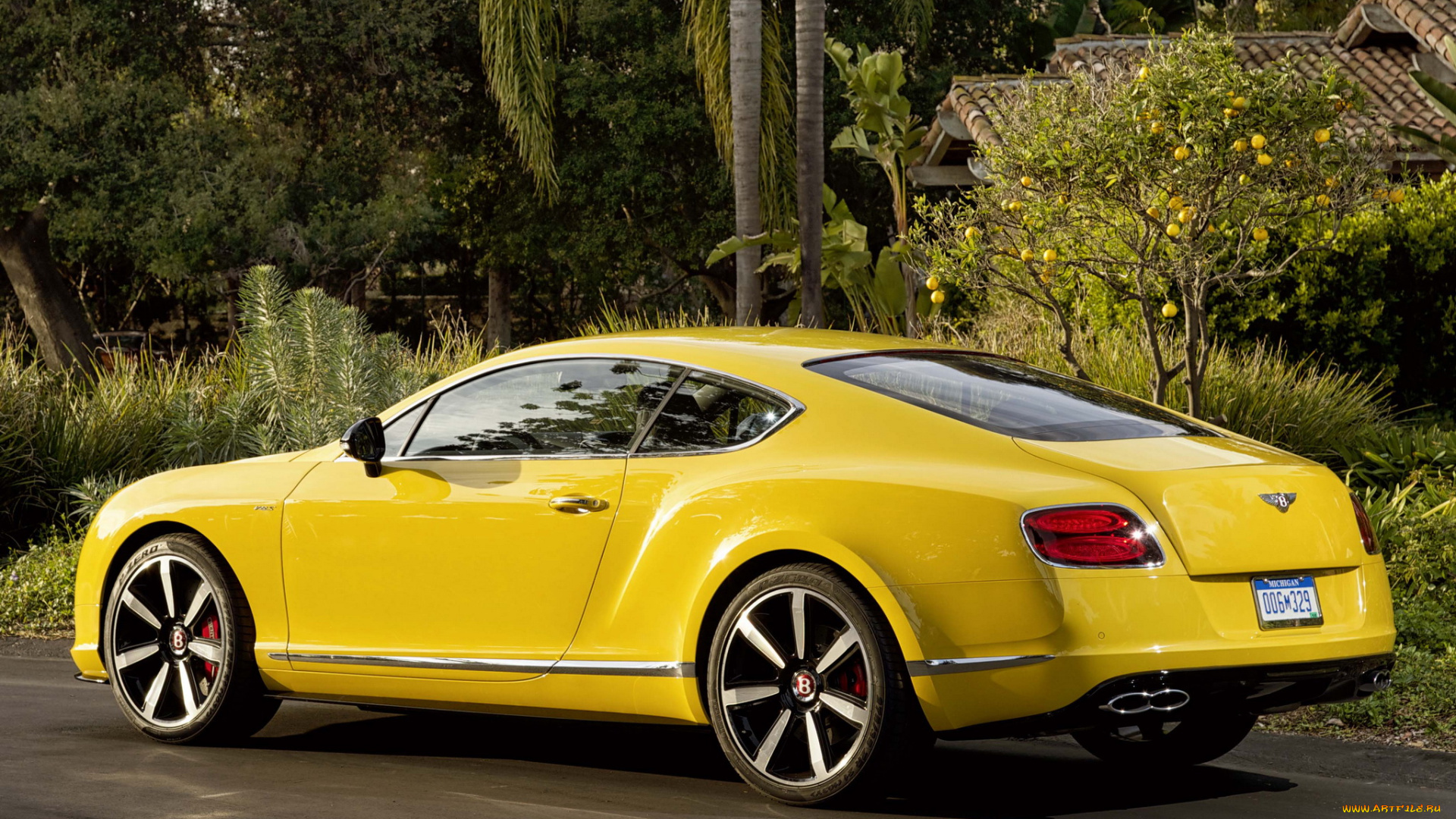 автомобили, bentley, coupe, continental, gt, v8, s, желтый, 2013г