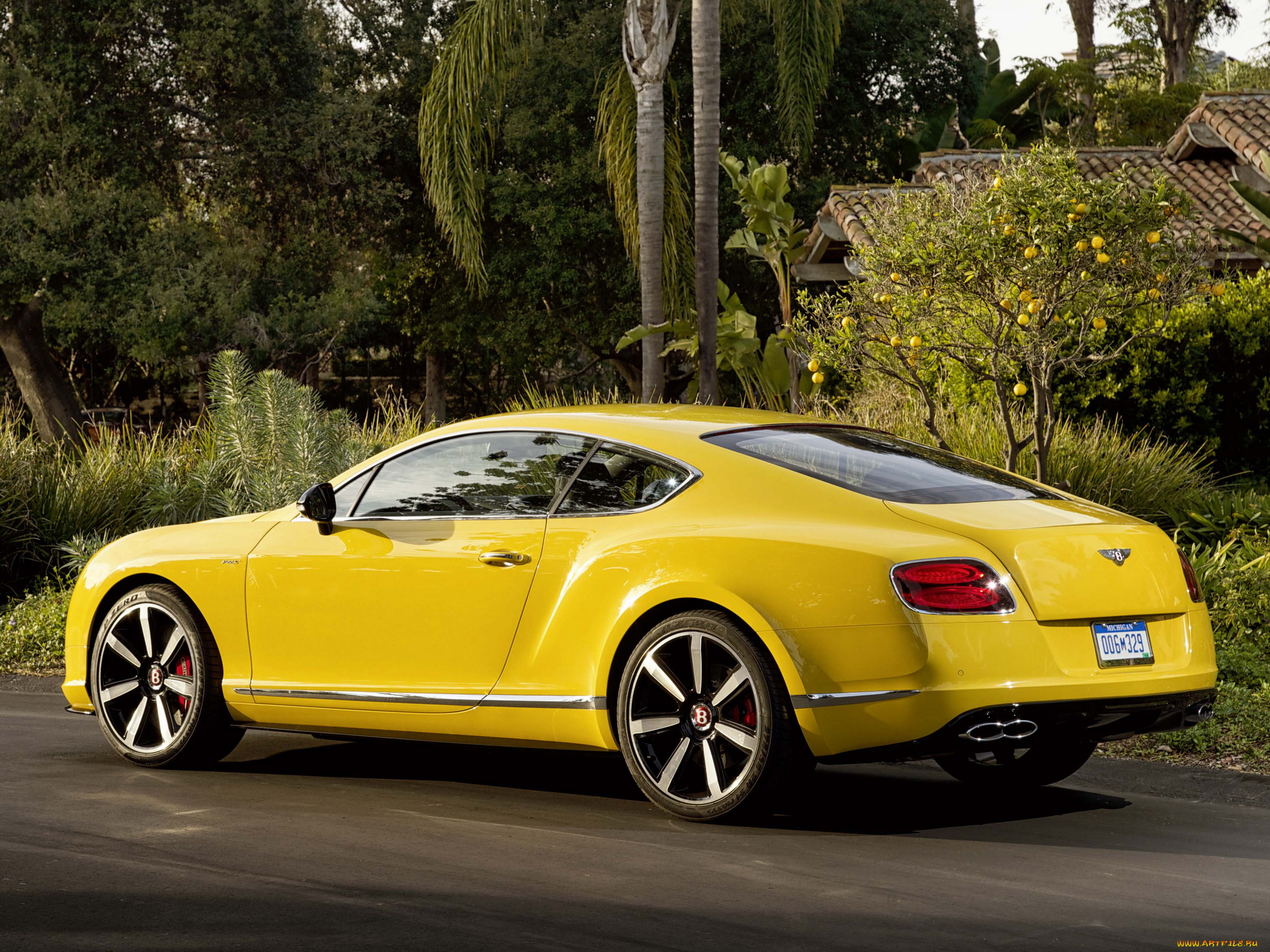 автомобили, bentley, coupe, continental, gt, v8, s, желтый, 2013г